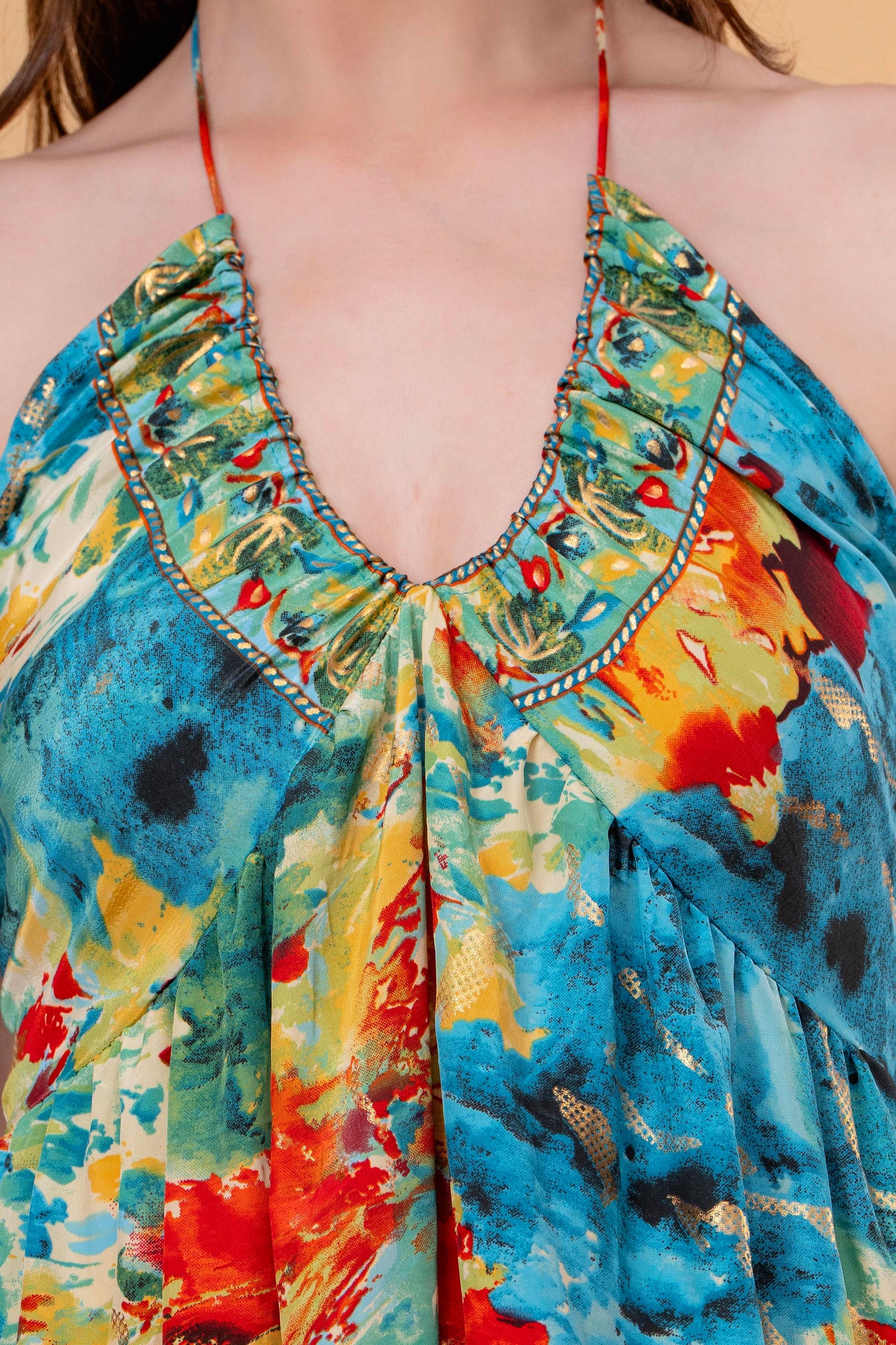 Vestido Maxi Acuarela Halter