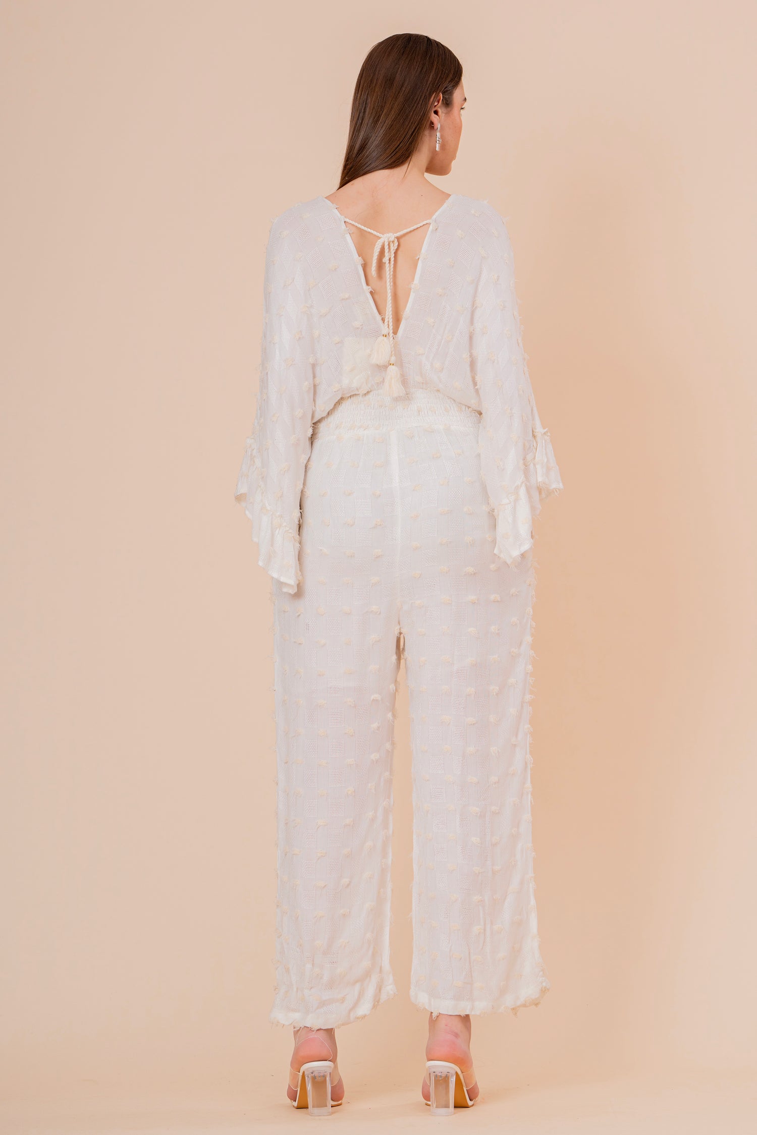 Mono Jumpsuit Crudo Texturizado con Manga Campana