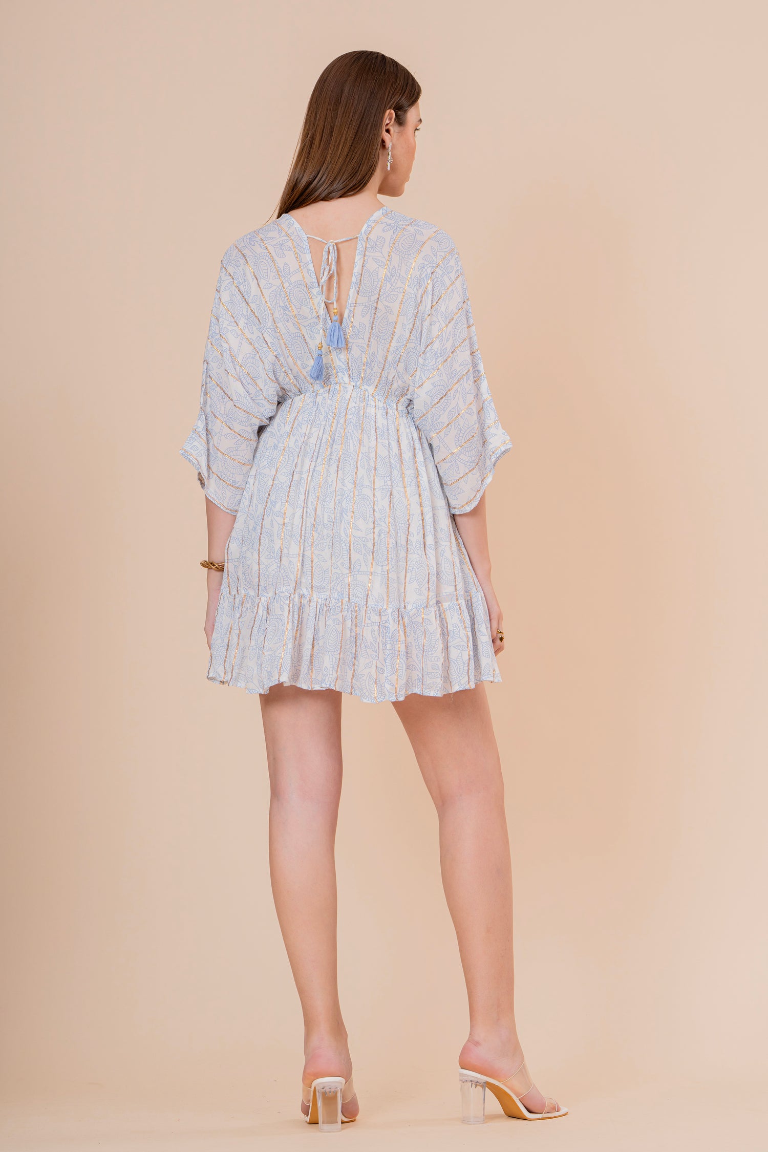 Minivestido Túnica Liso Fucsia con Bordado y Lazo