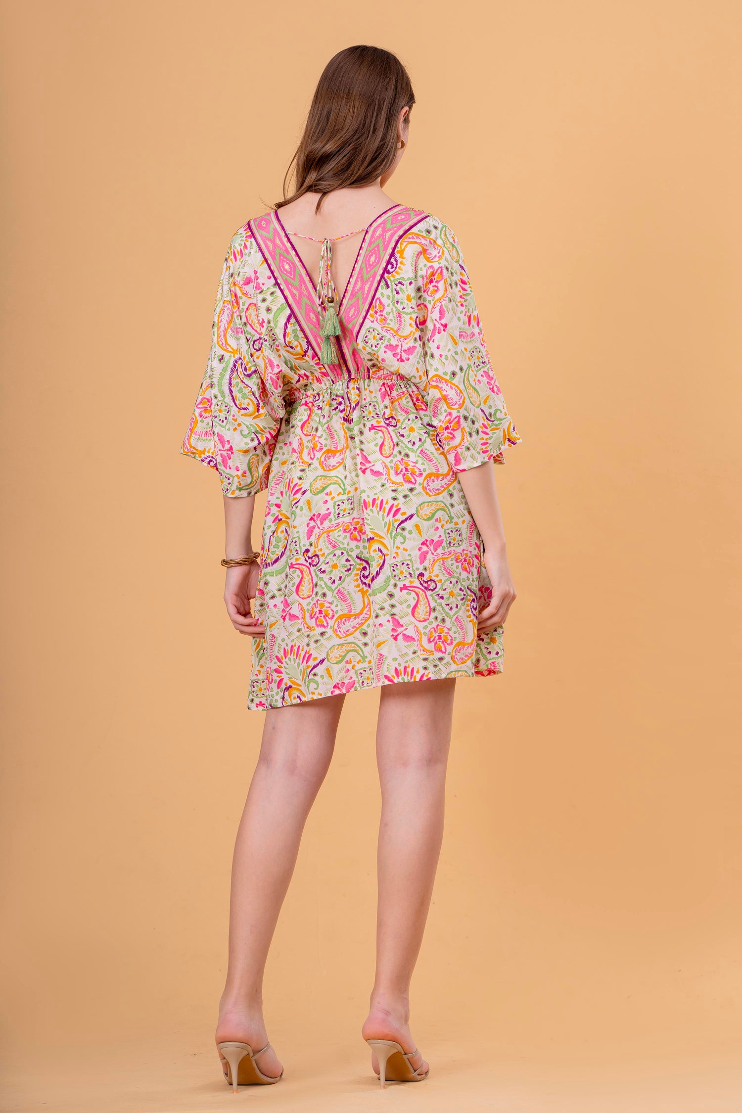 Minivestido Túnica Estampado Cachemira Neón