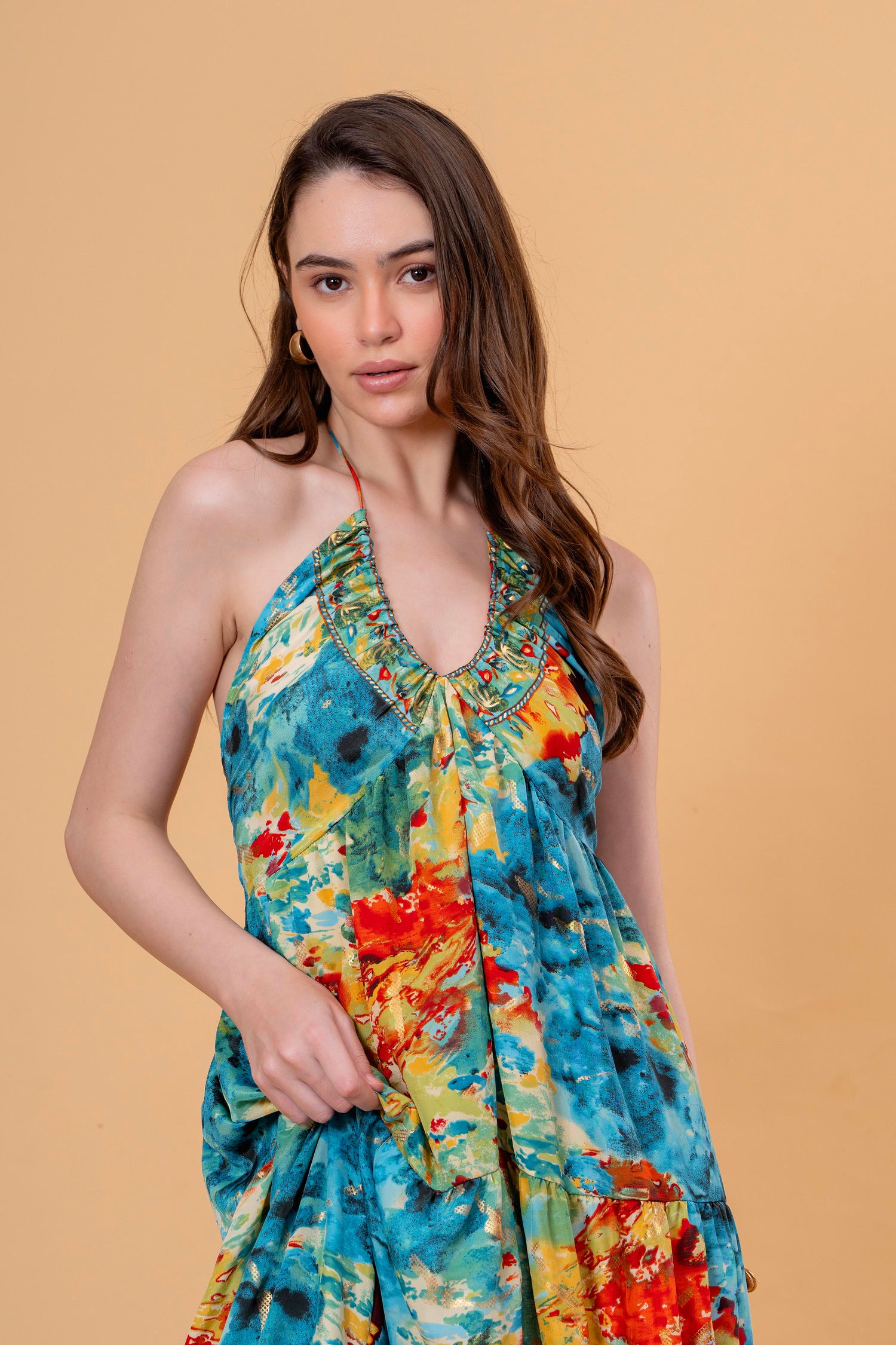 Vestido Maxi Acuarela Halter