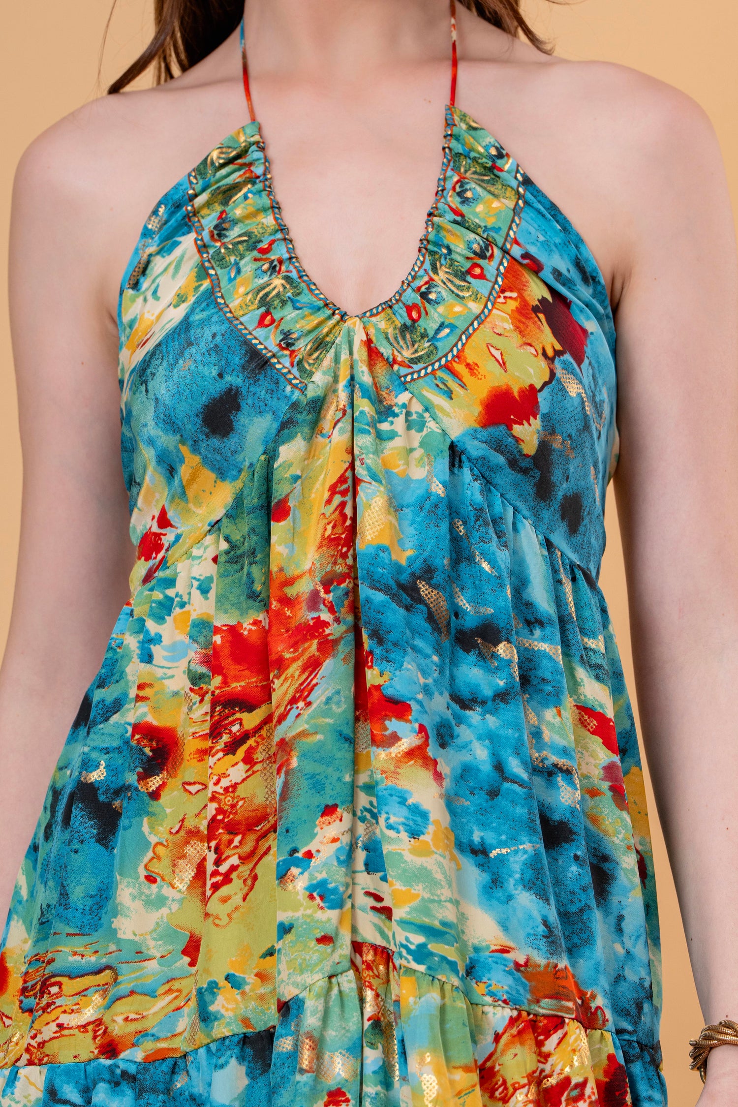 Vestido Maxi Acuarela Halter