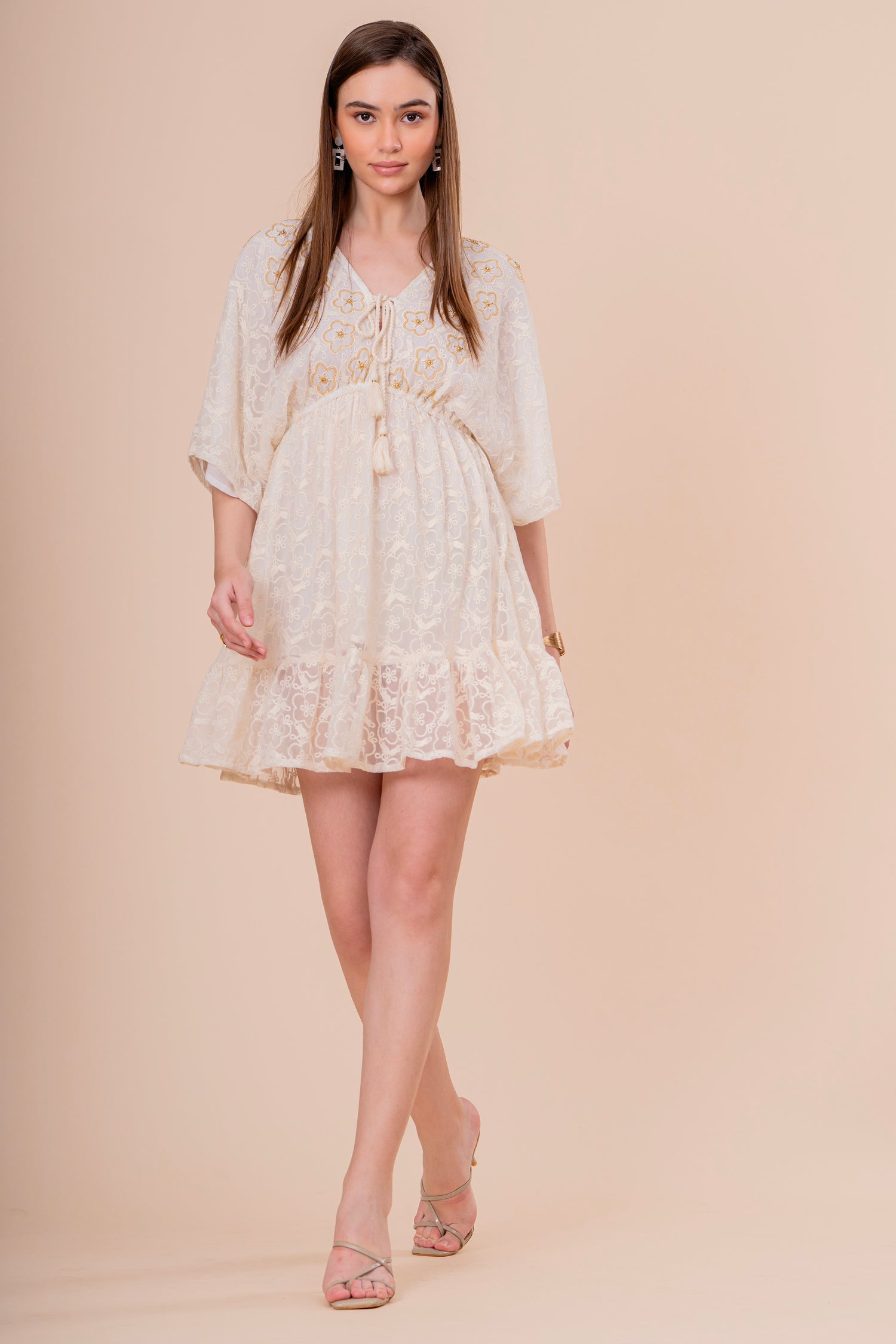 Vestido Midi Kaftán Estampado Paisley Amarillo y Turquesa