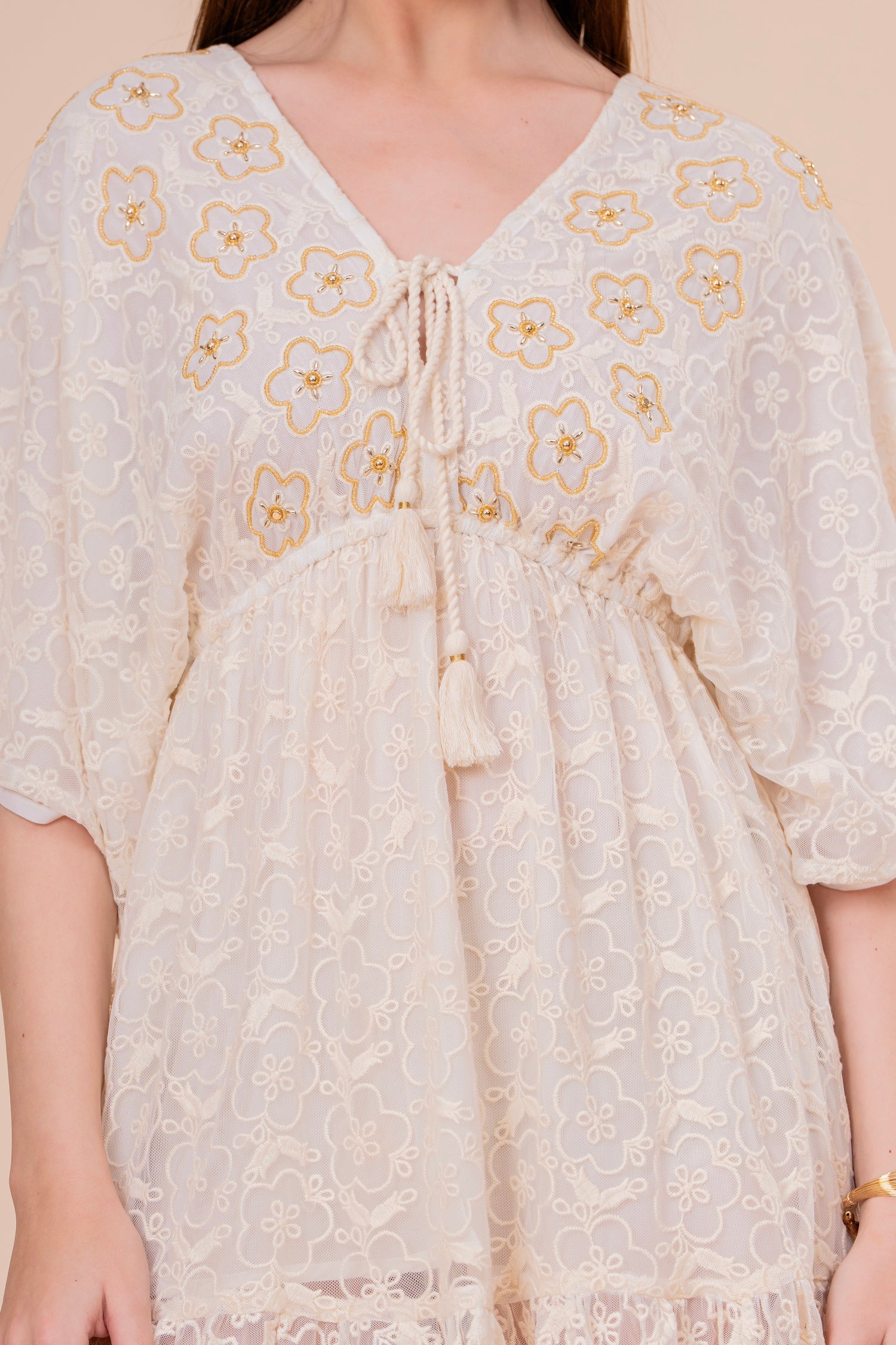 Vestido Midi Kaftán Estampado Paisley Amarillo y Turquesa