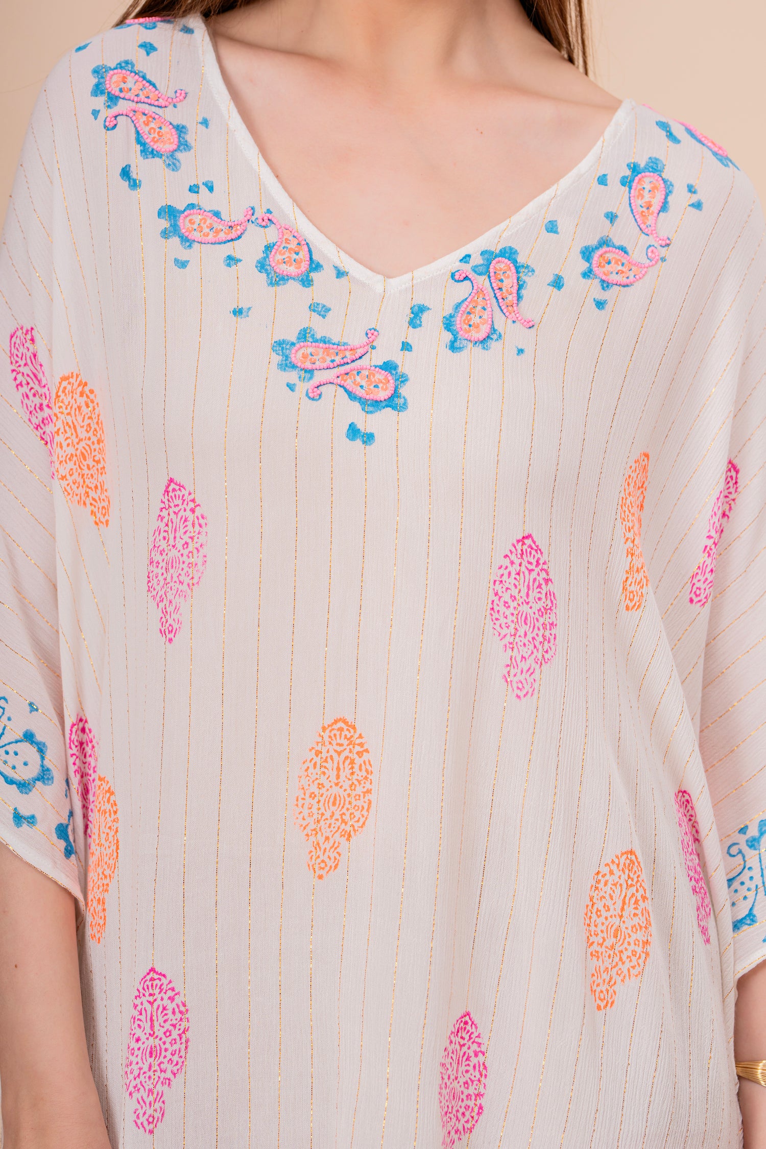 Vestido Maxi Strapless Fruncido Estampado Hoja Palma Azul