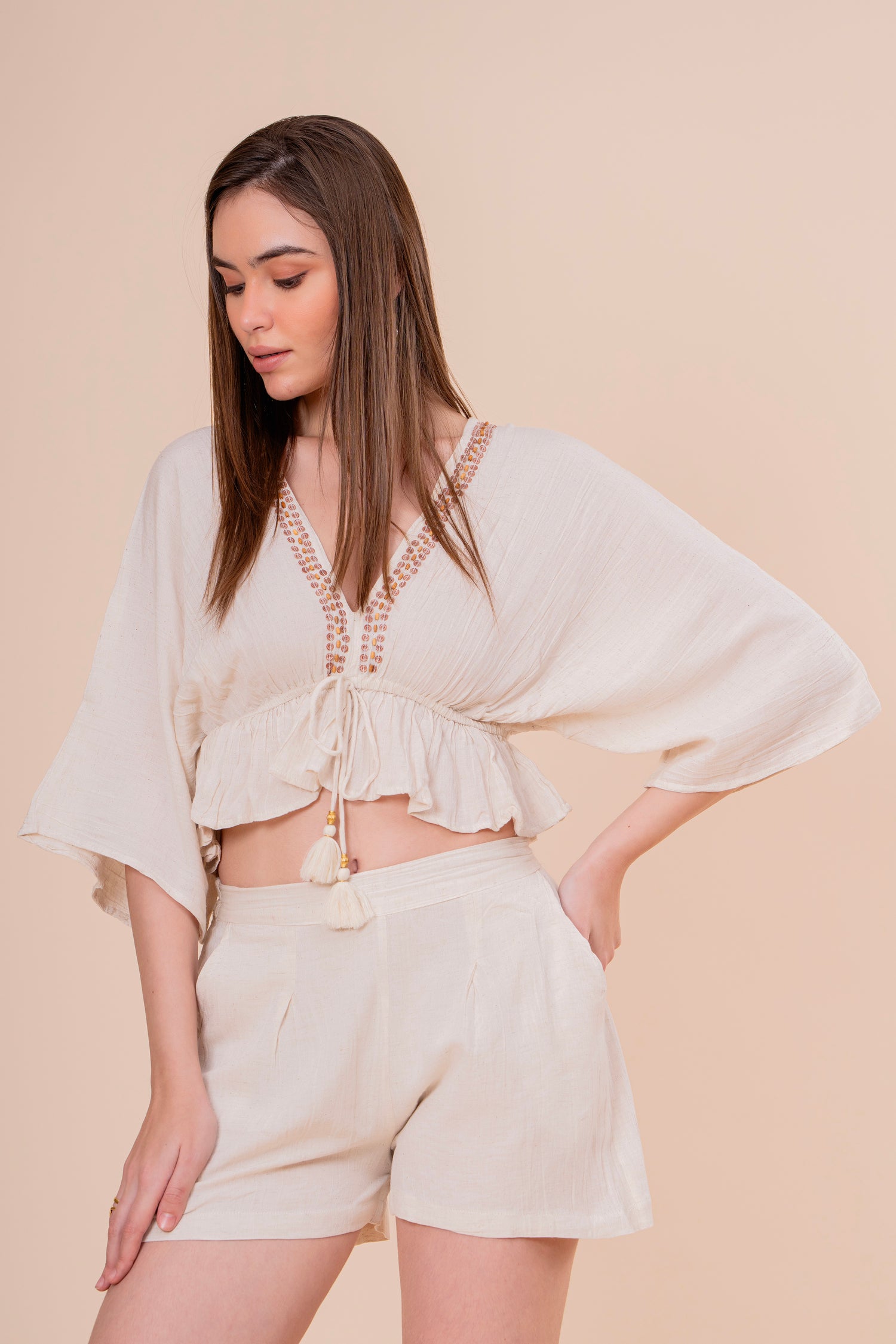 Vestido Midi de Tirantes Estampado Azulejo Naranja/Azul