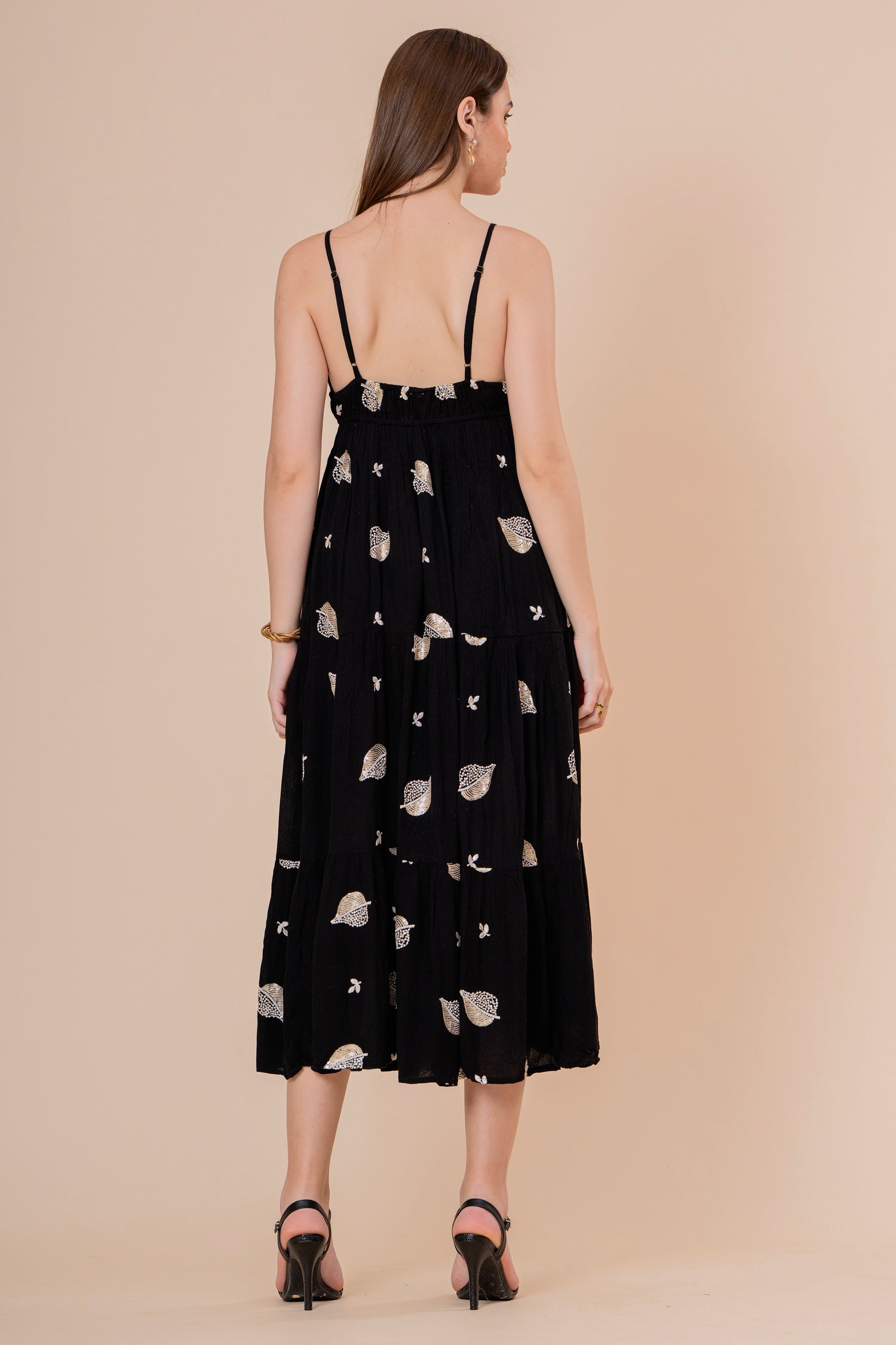 Vestido Maxi Strapless Fruncido Negro