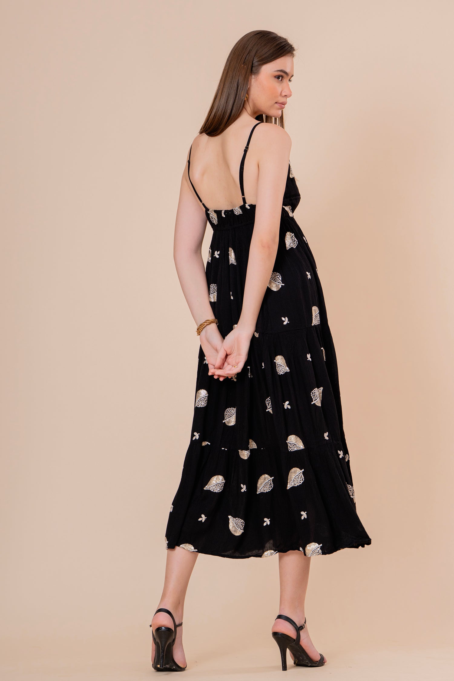 Vestido Maxi Strapless Fruncido Negro