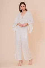 Mono Jumpsuit Crudo Texturizado con Manga Campana